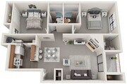 Two Bedrooms, Two Bathrooms, 964 sqft, Full-Sized Washer/Dryer Connections, Patio/Balcony, Fireplace, Vaulted Ceiling in Selected Units