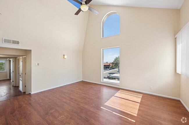 Vaulted Ceiling, 2BR, 2BA - 872SF - Living Room