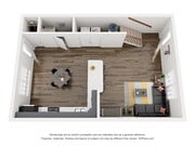 Explore this chic apartment's open-plan design, crafted for modern living with style and comfort.