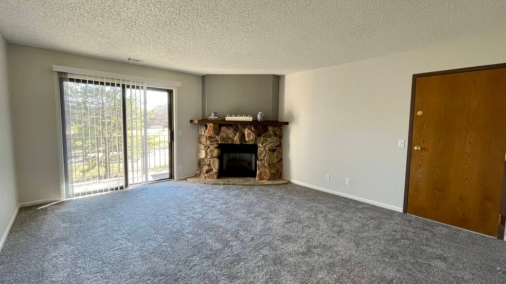 Wood Burning Stone Fireplace