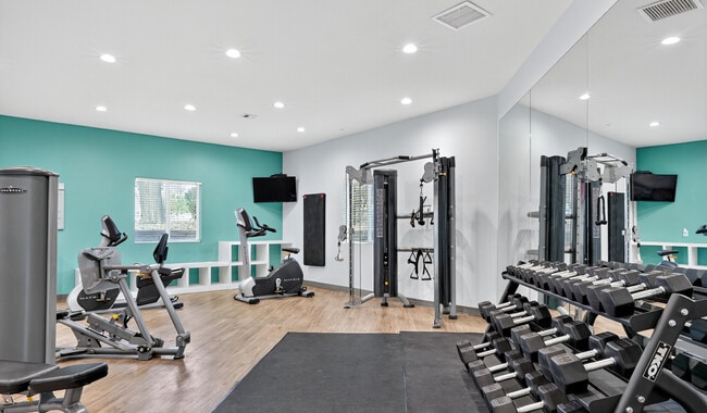 Stay active with a fully equipped fitness center right at home. - Skyview Apartment Homes
