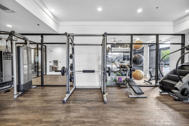 A gym with a squat rack at Markethaus 3700 in Plano Texas