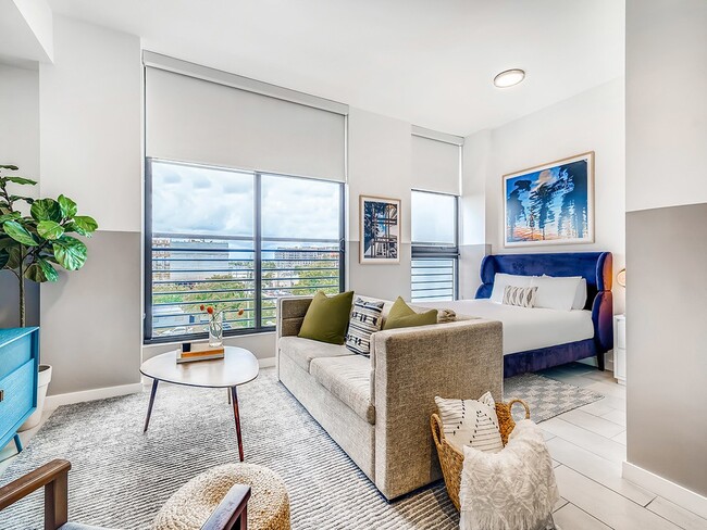 Studio Living Room Open to Sleeping Area