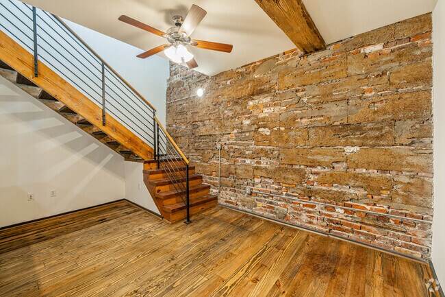 2BR, 2BA - 872SF - Living Room - Smokehouse Lofts