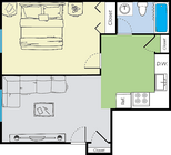 One Bedroom Floor PlLan