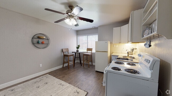 One-Bedroom Interior Overview of Kitchen and Dining Space