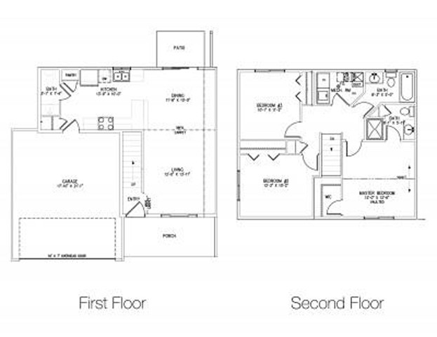Floor Plan - 3 Bedroom Townhome with Patio