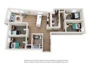 4x2 D2 Bedroom Floor Plan - Stateside