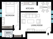 Floorplan 1 bed/1 bath