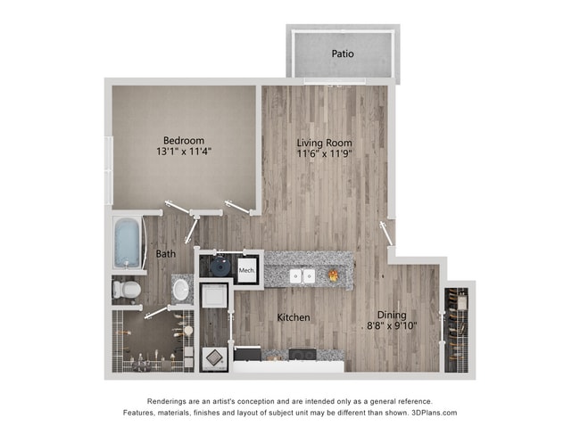 A2_752_1Bed_1Bath - The Quarry Apartments