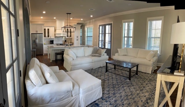 Roomy open concept living area large