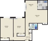 2 BR/ 1 BA (Style I) | 880 sq. ft.