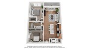 A 3D floor plan rendering of The Jasmine.