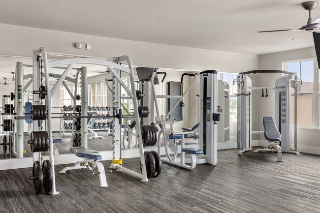 Stay active with a fully equipped fitness center right at home.