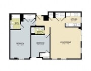 Explore this contemporary apartment layout, perfect for modern living.