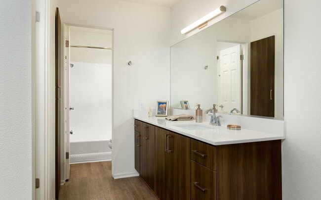 Premium Apartment Bath with Hard Surface Vinyl Plank Flooring