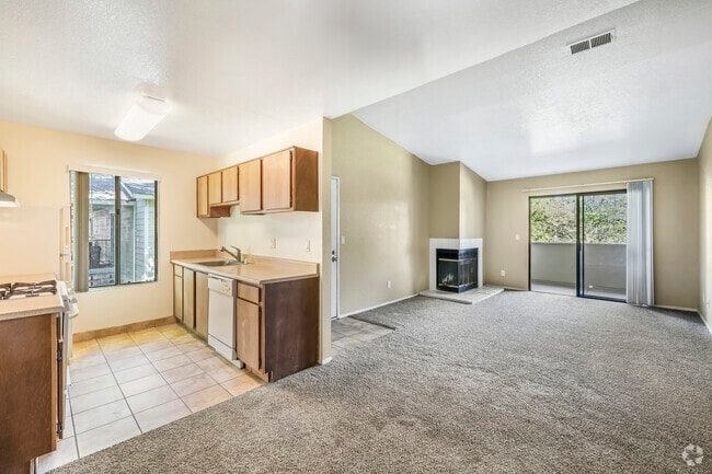 View of kitchen and living room