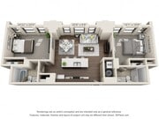 Two Bed Two Bath 900 sqft