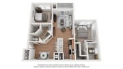 A 3D floor plan rendering of The Gardenia.