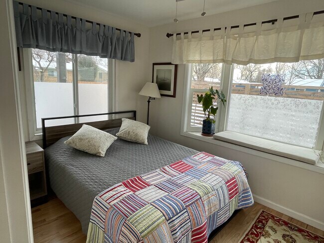 south-west facing bedroom (new Queen bed) - 1720 Corey St House Unit #1726