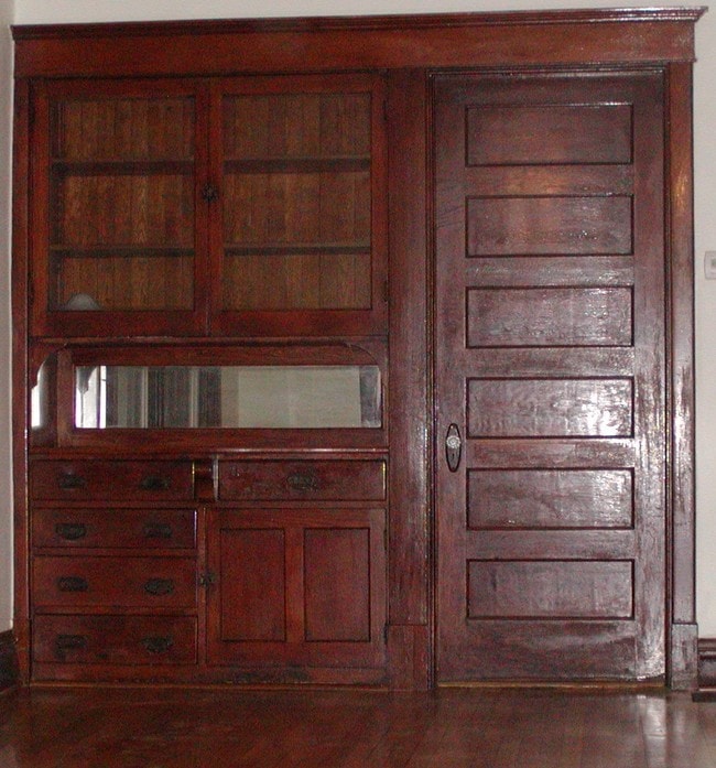 Classic craftsman red oak built-in hutch - 2228 S Marshall Blvd Unit #2