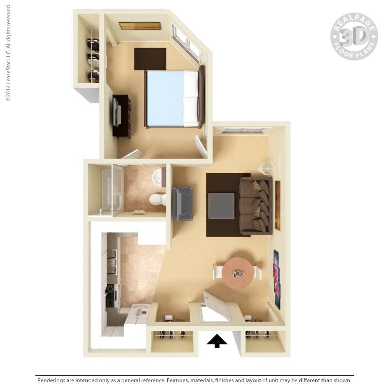 Floor Plan - Medium 1 Bed 1 Bath