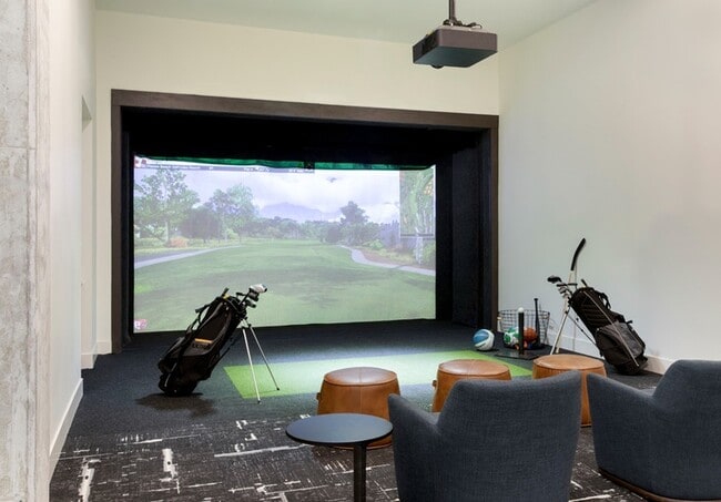 Gaming Room with Golf Simulator - Modera Washington