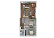 Plano de planta de 2 habitaciones