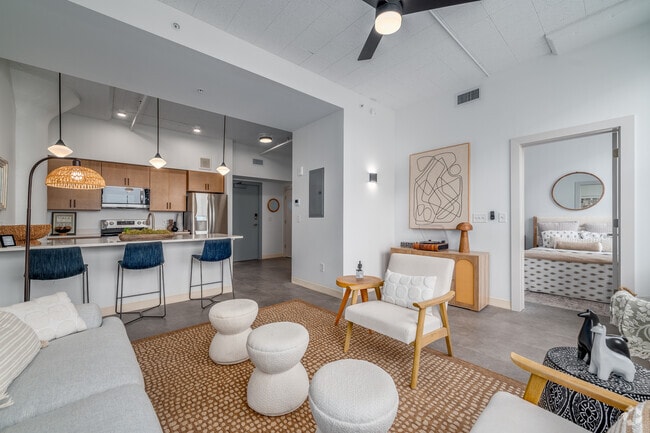 1BR, 1BA - 691SF - Style A - Living Room - Life At Agora