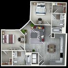 2 Bedroom, 2 Bathroom Floorplan