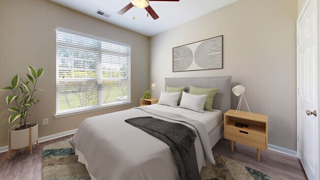 Dormitorio con ventana grande