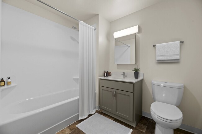 Well-appointed bathrooms with modern finishes at Mission Main.