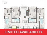 D2 – 4 Bed, 4 Bath Student Apartment with Private Bathrooms