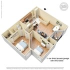 2 Bed 1 Bath 1 car Garage 1040sf