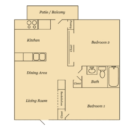 2BR/1BA - 2 Bedroom