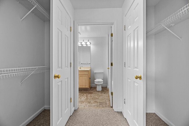 Flujo del vestidor al baño alfombrado