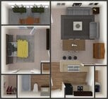 1 dormitorio/1 baño con garaje