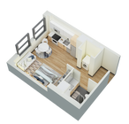 Studio, 1 Bath- D