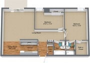 2BR, 2BA - 930 SF