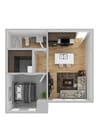 1 Bedroom 1 Bathroom Apartment Floorplan