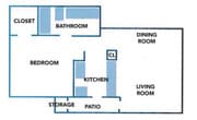 One Bedroom/One Bath 637sf