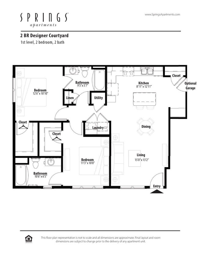 Floor Plan - 2 BR Designer Courtyard Tandem