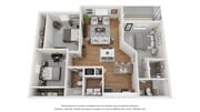 A 3D floor plan rendering of The Mediterranean
