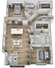 Plano de planta L | 2 habitaciones | 2 baños Sagewell Hanover