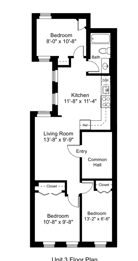 Photo - Bright & Efficient 3-Bedroom Apartment with Hardwood Floors – 3 Bed | 2 Bath | 675 Sq F