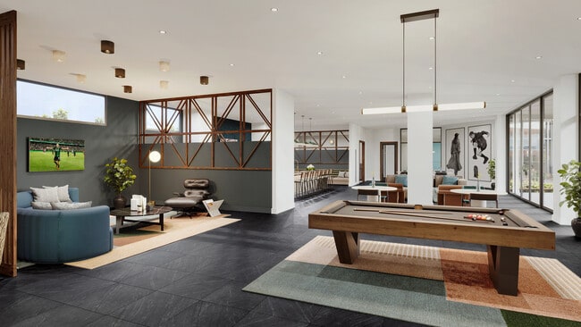 Experimente la vida de lujo con esta área recreativa de concepto abierto, perfecta para la relajación y el entretenimiento. - Pearl Springdale