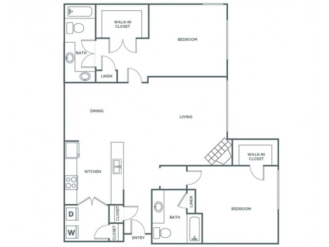 Two Bedroom Two Bath (1131 SF) - Two Bedroom Two Bath (1131 SF)