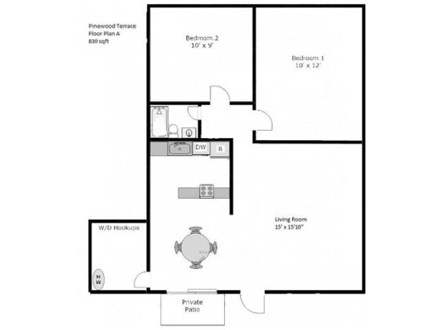 Floor Plan - 2 bed / 1 bath
