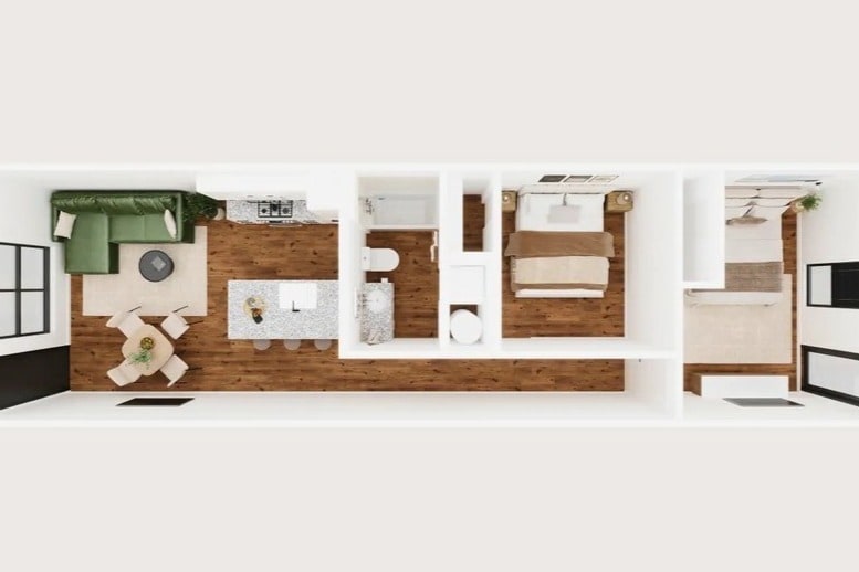 plano de planta de 2 dormitorios - Phoenix Cinder