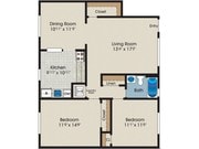 2 Bedroom, 1 Bath 965 sq. ft.